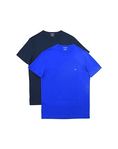EMPORIO ARMANI Undershirt MEN'S KNIT 2-PACK T- Bright blue 100% Cotton