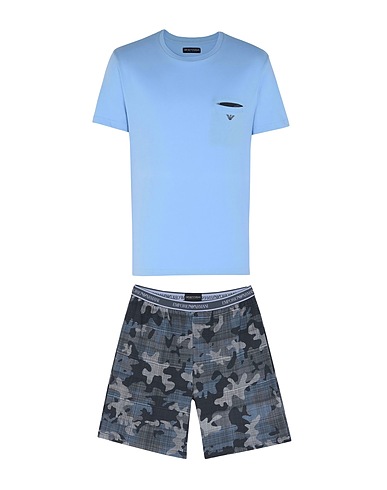 EMPORIO ARMANI Sleepwear MEN'S KNIT PYJAMAS
 Sky blue 100% Cotton