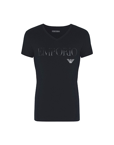 EMPORIO ARMANI Tricot de peau V NECK T-SHIRT S/SLEEVE
 Noir 95% Coton, 5% Élasthanne