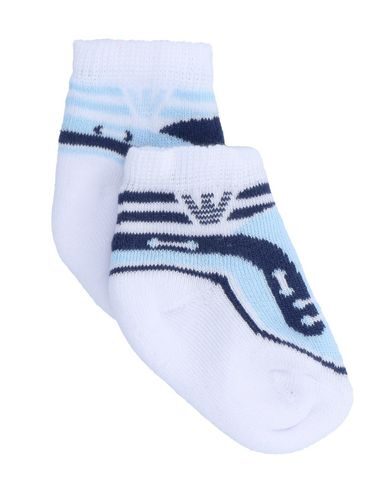 Shop Emporio Armani Newborn Girl Socks & Hosiery Sky Blue Size 3 Cotton, Polyamide, Elastane