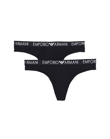 EMPORIO ARMANI Slip BI-PACK THONG ICONIC COTTON
 Nero 95% Cotone, 5% Elastan