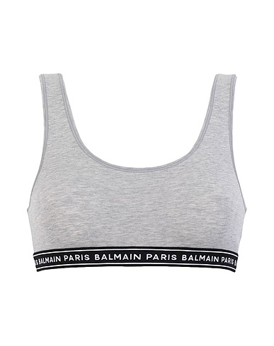 BALMAIN Sports bras Grey 90% Cotton, 10% Elastane