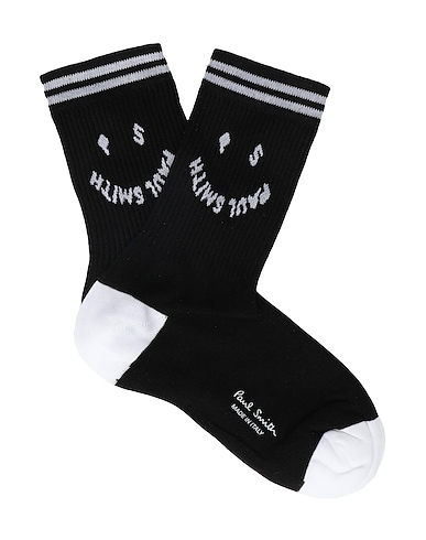 PAUL SMITH Socks & tights WOMEN SOCK RIBBED PS FACE Black 80% Cotton, 17% Polyamide, 3% Elastane