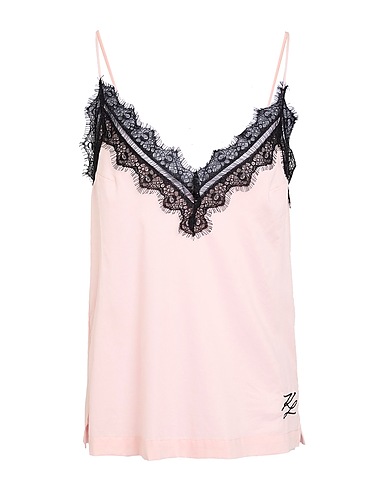 KARL LAGERFELD T-shirt intima LACE PYJAMA SINGLET
 Rosa 50% Cotone, 50% Viscosa