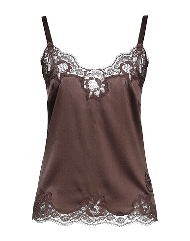 DOLCE&GABBANA Undershirt Dark brown 80% Silk, 12% Cotton, 5% Elastane, 3% Polyamide, Polyester