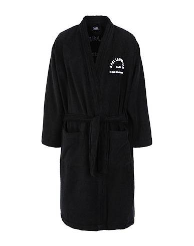 KARL LAGERFELD Dressing gowns & bathrobes UNISEX ADDRESS LOGO BATHROBE
 Black 90% Organic cotton, 10% Polyester