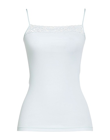 HANRO Unterhemd Himmelblau 100% Baumwolle, Polyamid, Elastan