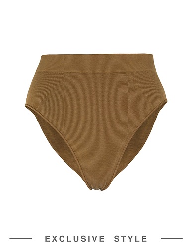 LES GIRLS LES BOYS x YOOX Slip SEAMFREE RIB BRIEF Verde militare 84% Cotone, 12% Poliammide, 4% Elastan