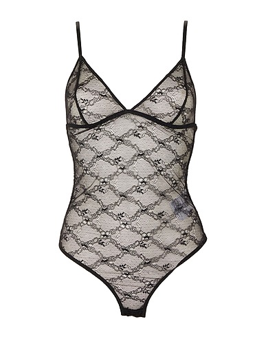 8 by YOOX Lingerie bodysuit LACE THONG BODYSUIT
 Black 87% Polyamide, 13% Elastane