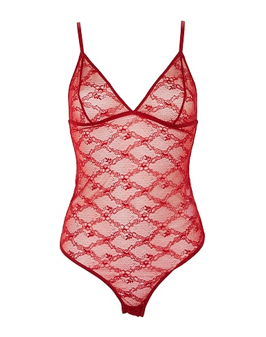 8 by YOOX Lingerie bodysuit LACE THONG BODYSUIT
 Burgundy 87% Polyamide, 13% Elastane
