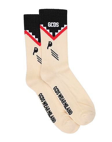 GCDS Short socks Beige 85% Cotton, 10% Polyamide, 5% Elastane