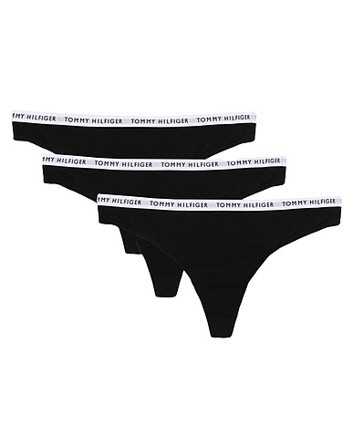 TOMMY HILFIGER Slip 3P THONG	 Schwarz 95% Baumwolle, 5% Elastan