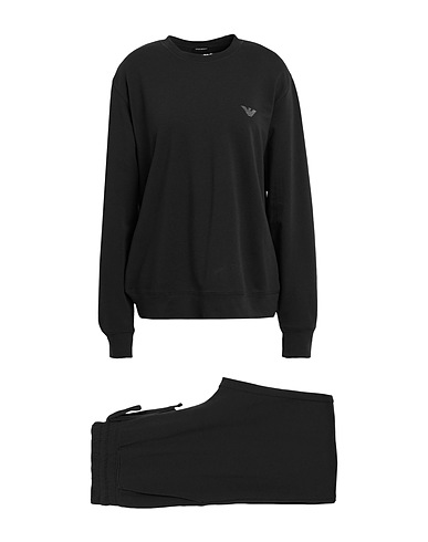 EMPORIO ARMANI Sleepwear LOUNGEWEAR TRACKSUIT Black 97% Cotton, 3% Elastane