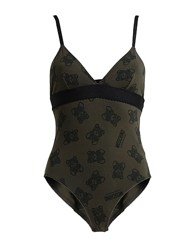 MOSCHINO Lingerie bodysuit Military green 94% Cotton, 6% Elastane