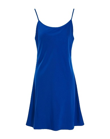 8 by YOOX Slip RECYCLED POLY LACE-TRIMMED MINI SLIP NIGHT GOWN Blue 95% Recycled polyester, 5% Elastane