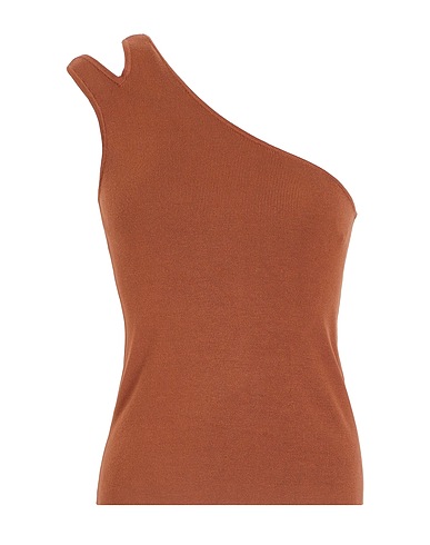 8 by YOOX Top ONE SLEEVE CUT OUT TANK TOP
 Marrone 73% Viscosa, 27% Poliammide riciclato