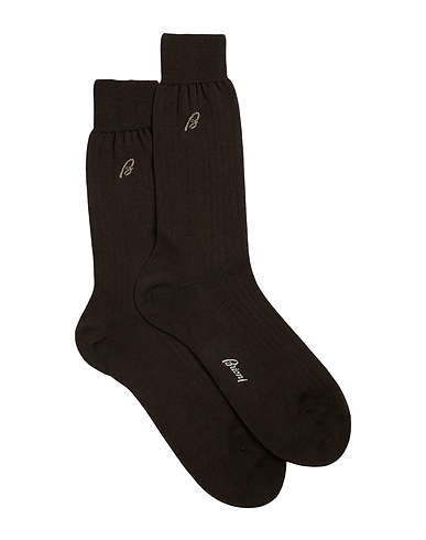 BRIONI Short socks Dark brown 75% Cotton, 25% Silk