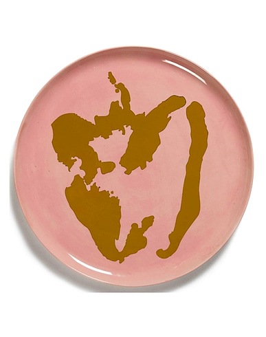 SERAX Plates Serax Feast serving plate diam. 35 cm. delicious pink - pepper gold - Set 2 Pink Stoneware