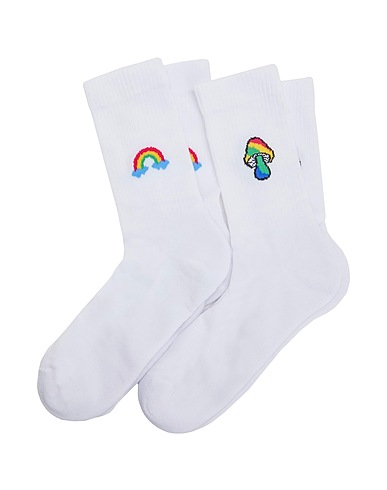 8 by YOOX Socken & Strümpfe 2-PACK ORGANIC COTTON PATCH SOCKS
 Weiß 82% Organische Baumwolle, 16% Polyamid, 2% Elastan