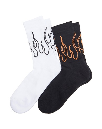 8 by YOOX Socks & tights 2-PACK ORGANIC COTTON FLAMES SOCKS
 White 82% Organic cotton, 16% Polyamide, 2% Elastane