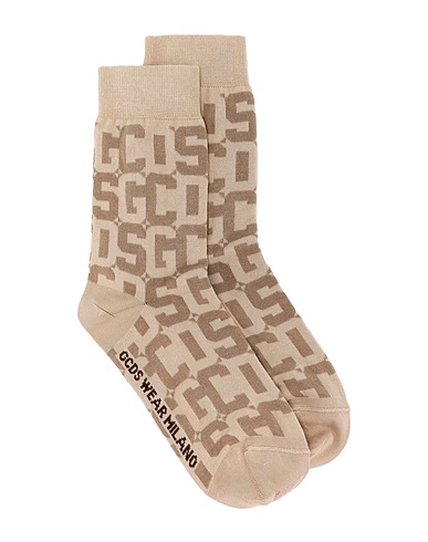 GCDS Socks & tights Beige 85% Cotton, 10% Polyamide, 5% Elastane