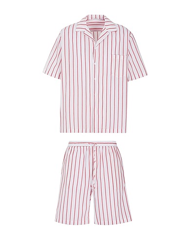 8 by YOOX Sleepwear COTTON STRIPED PYJAMA SET
 White 100% Organic cotton