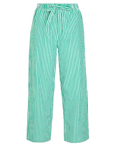 8 by YOOX Sleepwear STRIPED ORGANIC COTTON-POPELIN PJ PANTS
 Green 100% Organic cotton