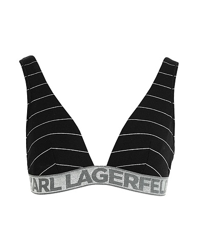 KARL LAGERFELD Bra LOGO RIB LUREX PLUNGE TRIANGLE
 Black 56% Viscose, 36% Cotton, 6% Elastane, 1% Polyamide, 1% Metallic fiber