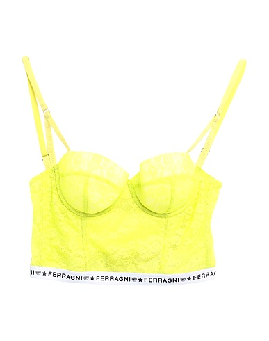 CHIARA FERRAGNI Bustier, guêpière e giarrettiere Verde lime 88% Poliammide, 12% Elastan