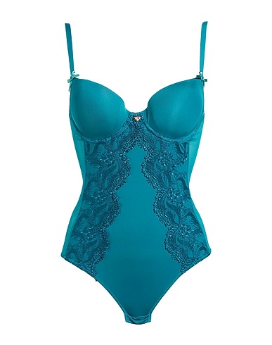 TWINSET UNDERWEAR Lingerie bodysuit Emerald green 82% Polyamide, 18% Elastane, Polyester, Cotton