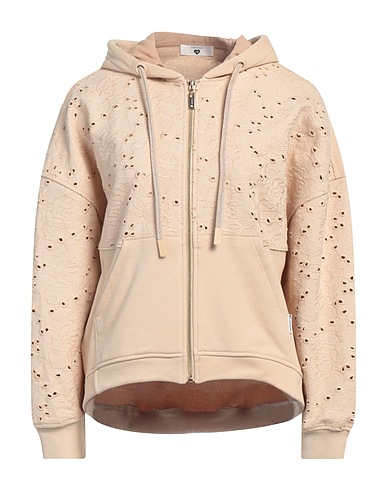 TWINSET Hooded track jacket  Beige 71% Cotton, 29% Polyester