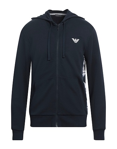 EMPORIO ARMANI Hooded track jacket  UNDERWEAR Midnight blue 60% Cotton, 40% Polyester, Elastane