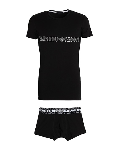 EMPORIO ARMANI Set UNDERWEAR Black 95% Cotton, 5% Elastane, Polyamide, Polyester