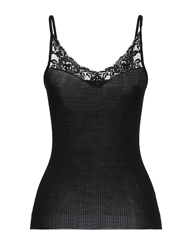HANRO Undershirt Black 80% Wool, 20% Silk