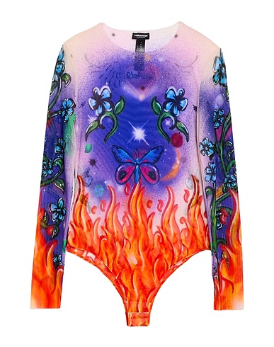 DSQUARED2 TOPWEAR ALL OVER PRINTED LONG SLEEVES BODY Purple 93% Polyamide, 7% Elastane