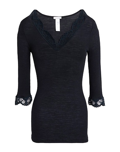 HANRO T-shirt intima Nero 70% Lana, 30% Seta, Poliammide, Elastan