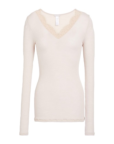 HANRO Undershirt Beige 70% Wool, 30% Silk, Polyamide, Elastane