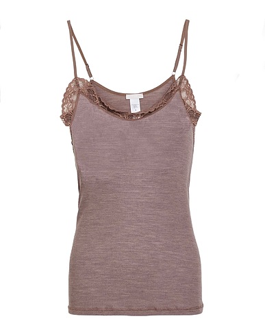HANRO Undershirt Taupe 70% Wool, 30% Silk, Polyamide, Elastane