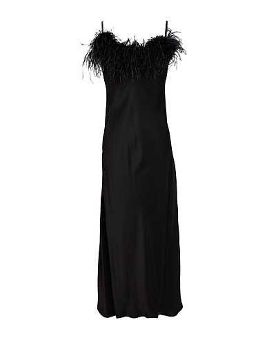 SLEEPER Vestito midi Nero 100% Rayon, Piume