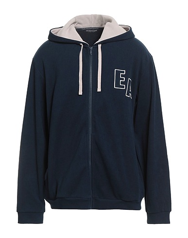 EMPORIO ARMANI Hooded track jacket  UNDERWEAR Midnight blue 74% Cotton, 26% Polyester
