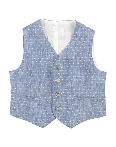IL GUFO Waistcoat Blue 100% Linen