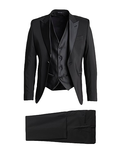 ANDREA VERSALI Suits Black 50% Virgin Wool, 50% Viscose
