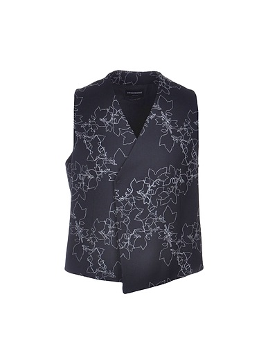 armani suit vest dark blue 100% virgin wool, polyester, silk
