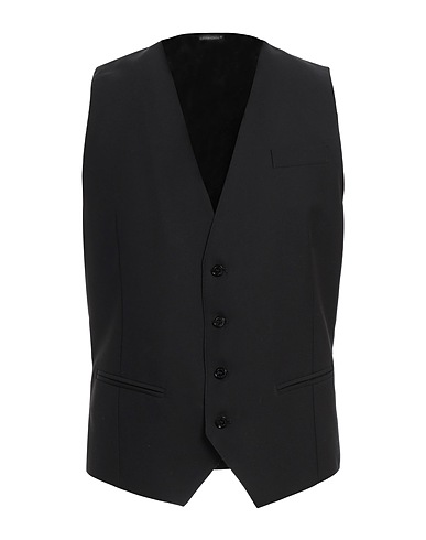 DANIELE ALESSANDRINI HOMME Waistcoat Black 70% Polyester, 30% Viscose