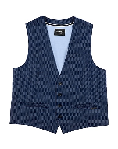 FRED MELLO Suit vest Blue 93% Cotton, 6% Polyamide, 1% Elastane