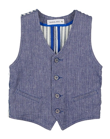 MANUEL RITZ Waistcoat 66% Linen, 31% Cotton, 3% Elastane
