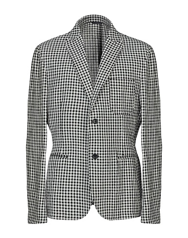 DANIELE ALESSANDRINI HOMME Blazer Black 50% Cotton, 50% Linen