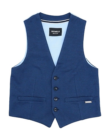 FRED MELLO Waistcoat Blue 93% Cotton, 6% Polyamide, 1% Elastane