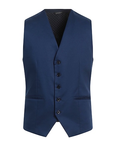 GREY DANIELE ALESSANDRINI Waistcoat Midnight blue 98% Cotton, 2% Elastane