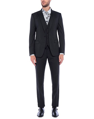 DOLCE&GABBANA Suits Black 86% Virgin Wool, 12% Silk, 2% Polyester
